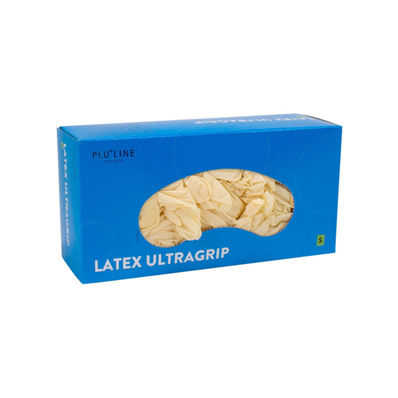 PLULINE Latex Ultragrip handschoenen poedervrij Gr.S, 100 stuks