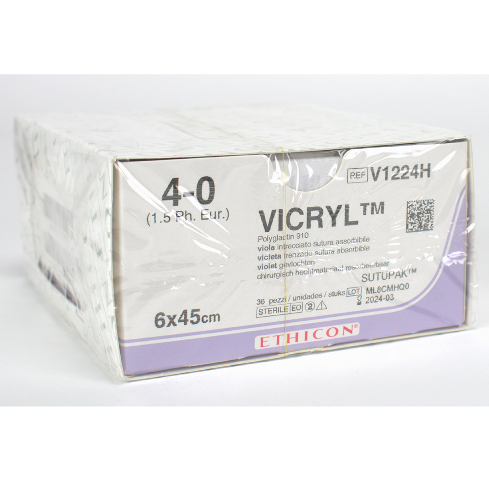 Vicryl Plus violet Sutupack 4-0/EP1,5 6x0,45, 36 stuks