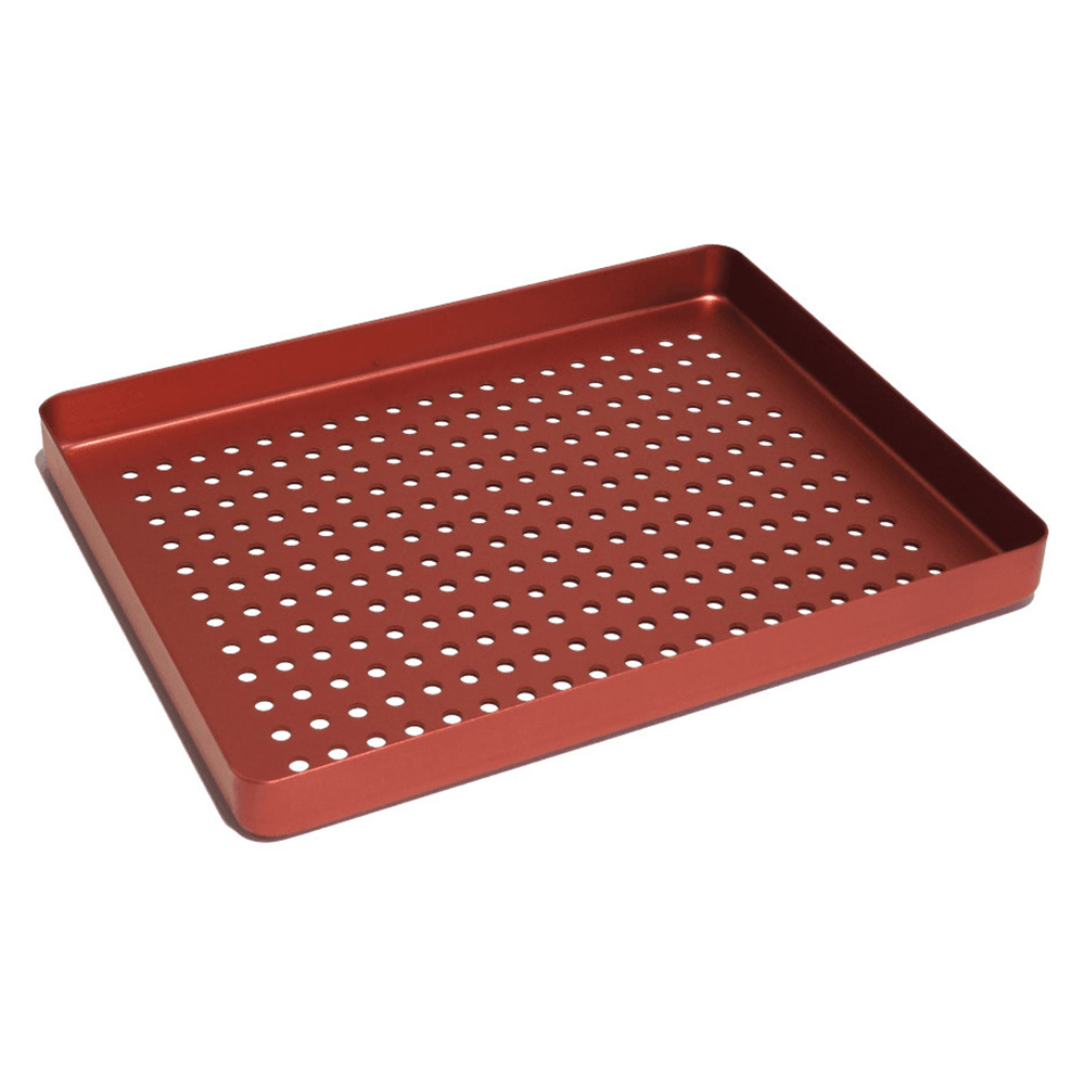 Tray alu-bodem geperforeerd mini 18 x 14 cm rood, stuk