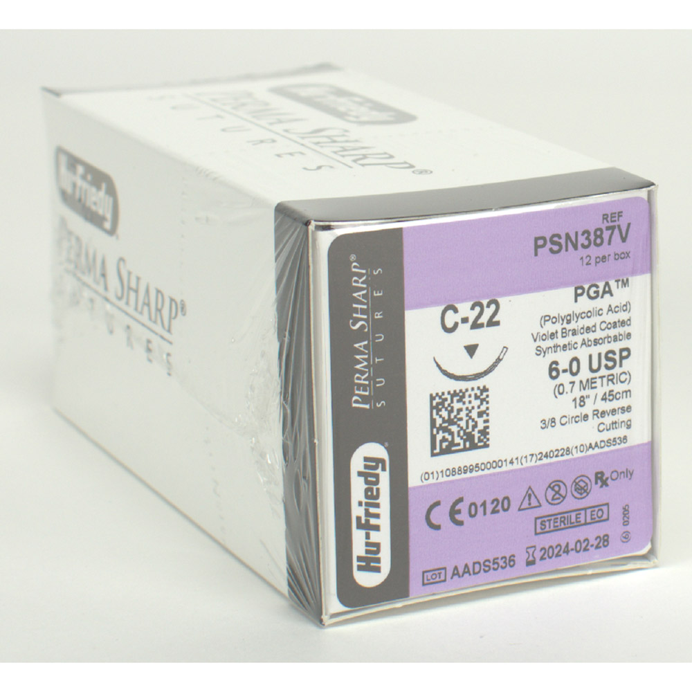 Hechtmateriaal PGA 6-0 PSN387V, 12 stuks