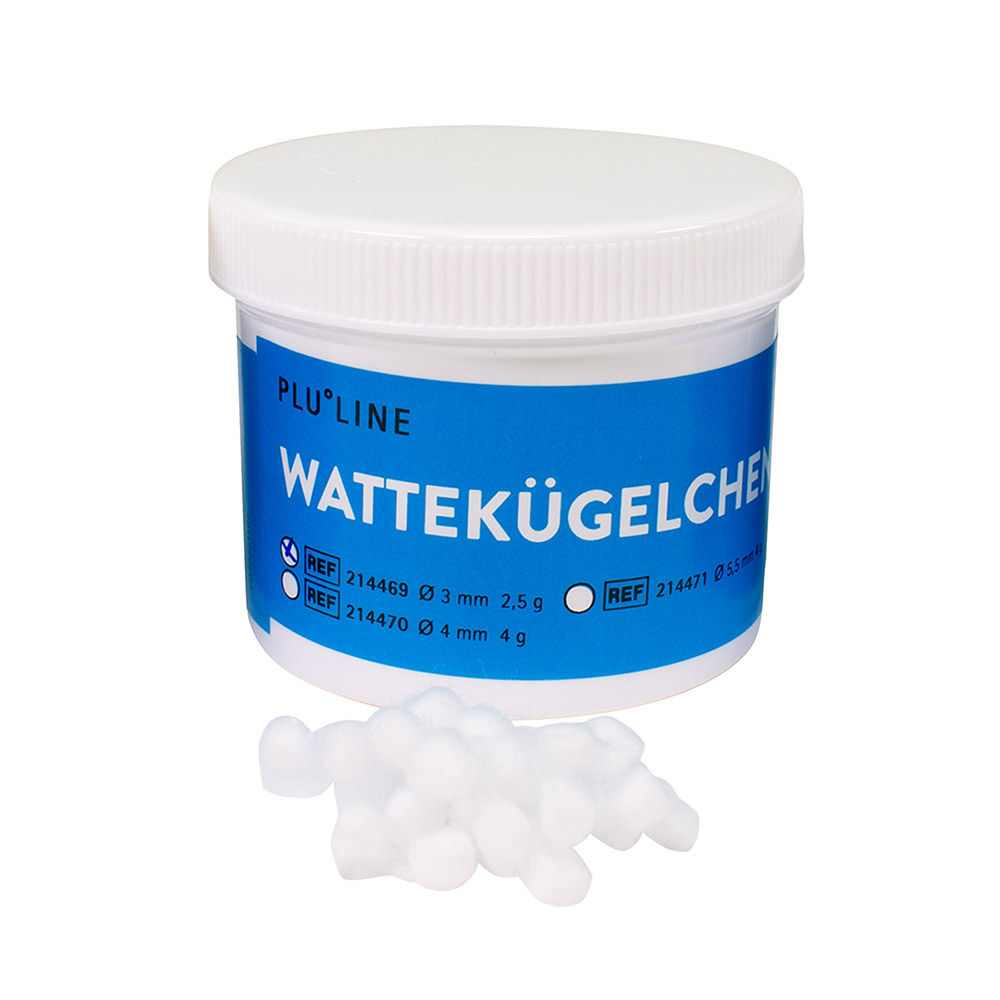 PLULINE WATTEBALLETJES Ø 3 mm, 2,5 g per stuk