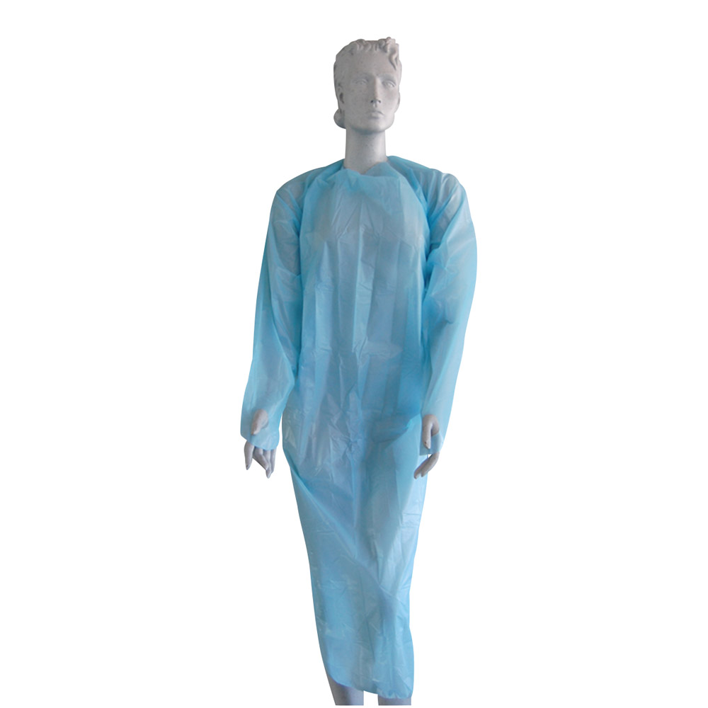 Beschermjas met lange mouwen blauw 98 x 120 cm, verpakking