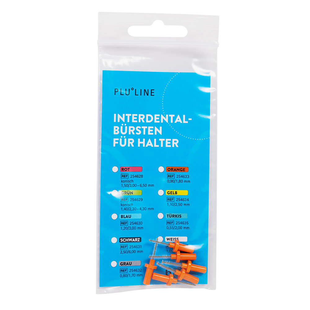 PLULINE Interdentale borstels voor houder 1,80 mm oranje, 6 stuks