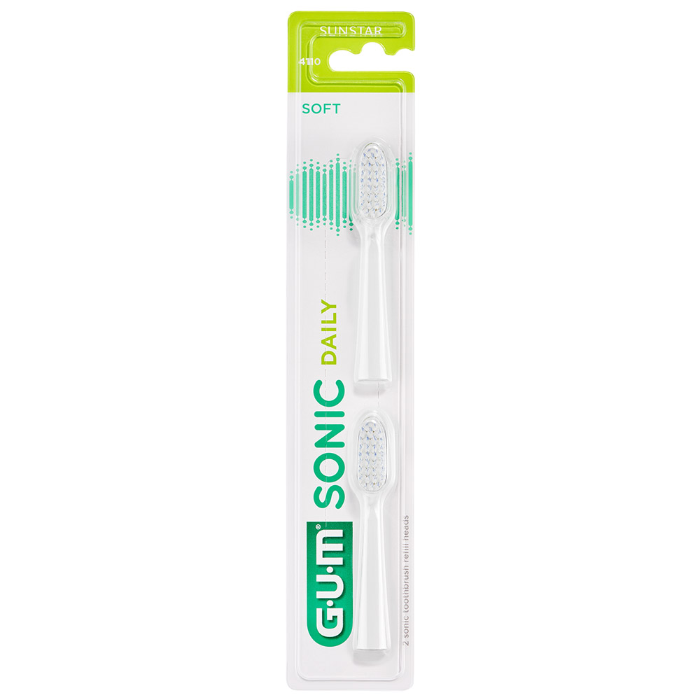 Gum SONIC Daily Vervangborstel wit, 2 stuks