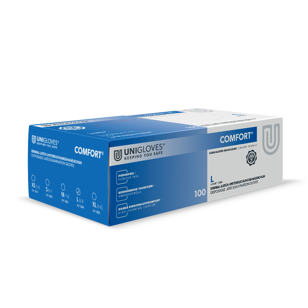 Comfort Latex Handschoenen poedervrij L, 100 stuks