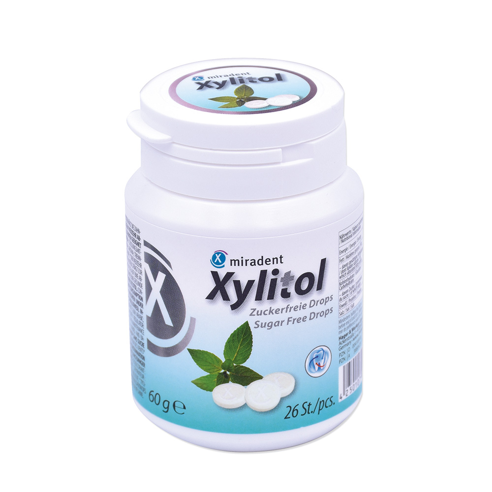 miradent Xylitol Druppels Munt, 60g verpakking