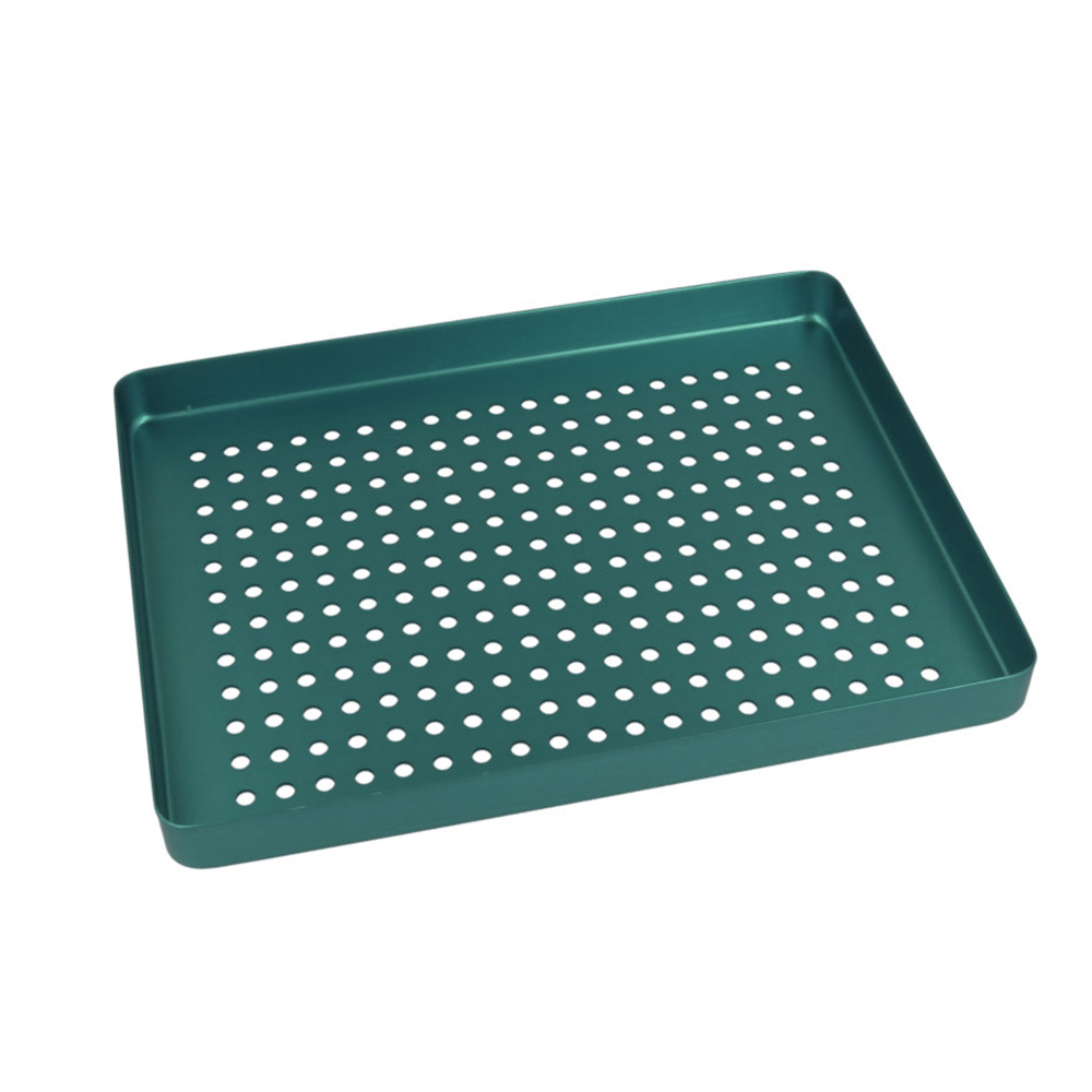 Tray alu-bodem geperforeerd mini 18 x 14 cm groen, stuk