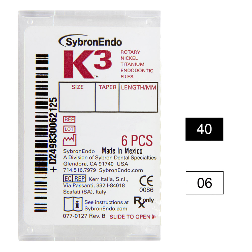 K3 NiTi-bestanden .06 Gr.40 25 mm, 6 stuks
