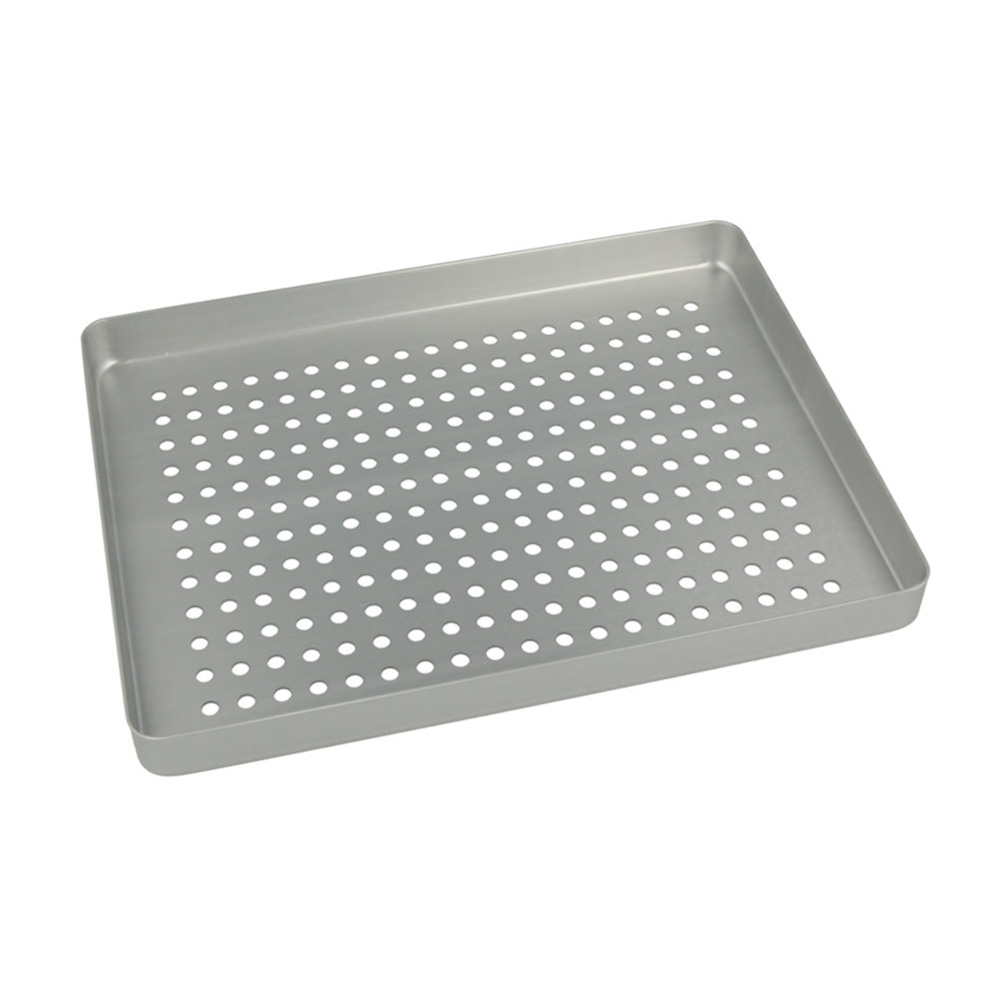Bakje met geperforeerde aluminium bodem mini 18 x 14 cm zilver, stuk