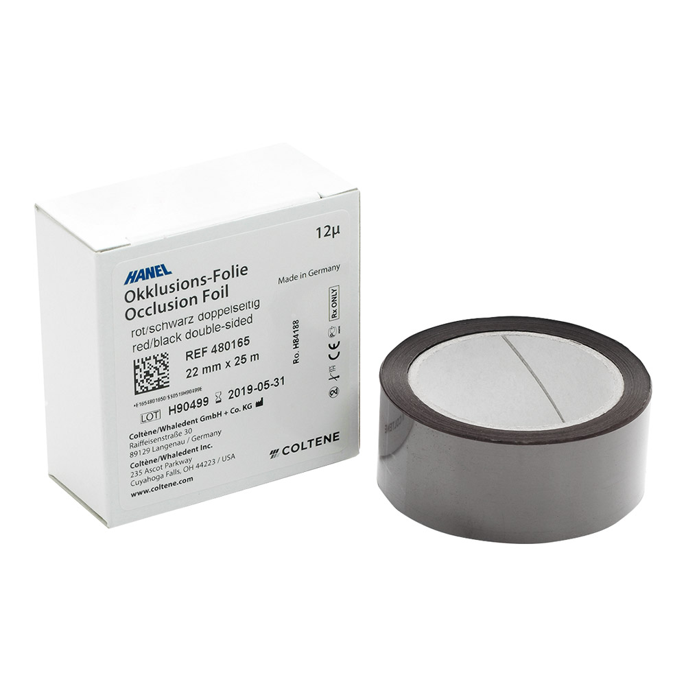 Hanel-folie dubbelzijdig rood/zwart 22 mm 12 µ, 25 m rol