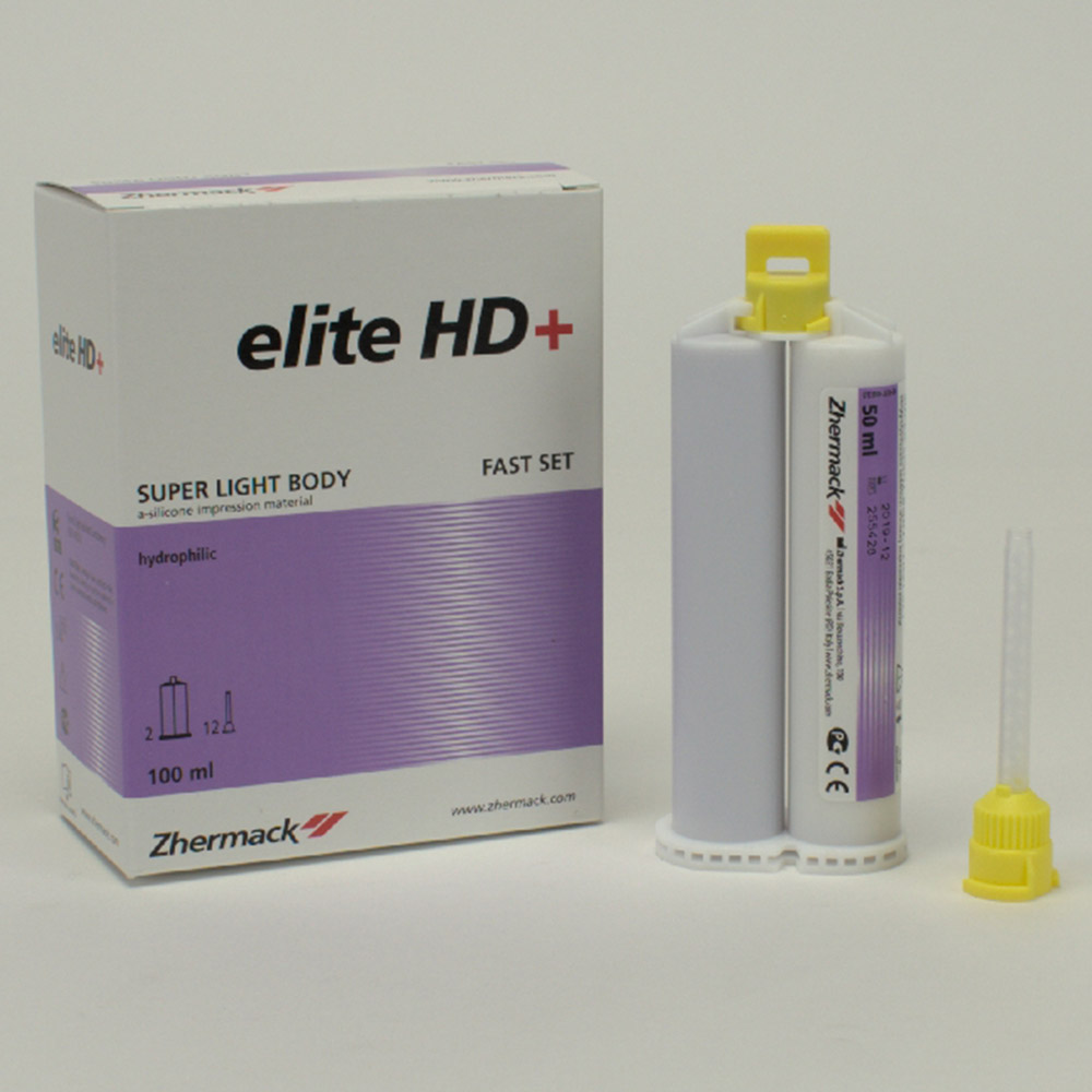 Elite HD+ super light body fast set, 2 x 50 ml patroon, 12 Mixing Tips
