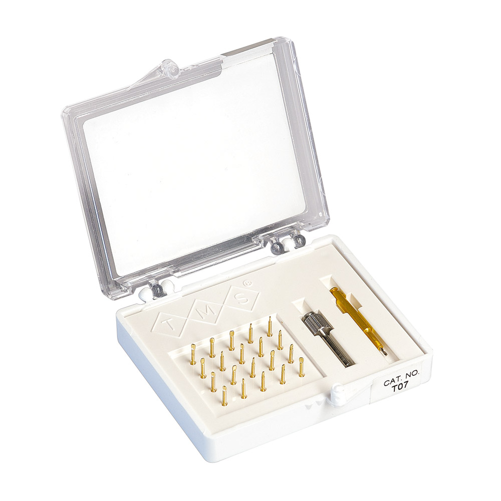 TMS Dubbele pinnen regular 0,675 mm T07 goud 20 stuks + accessoires, set