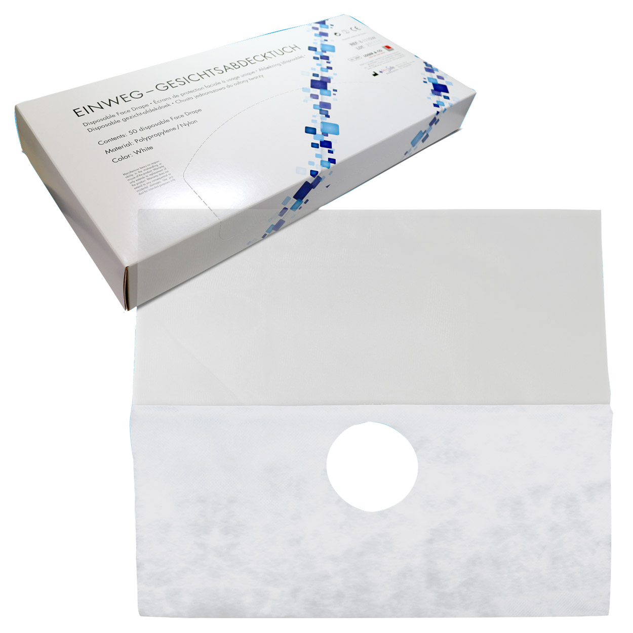 Wegwerp-Gezichtsafdekdoek wit, 50 stuks