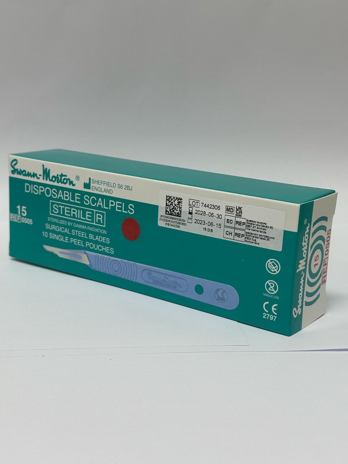 Eenmalig scalpels Swann Morton nr. 15 steriel, 10 stuks