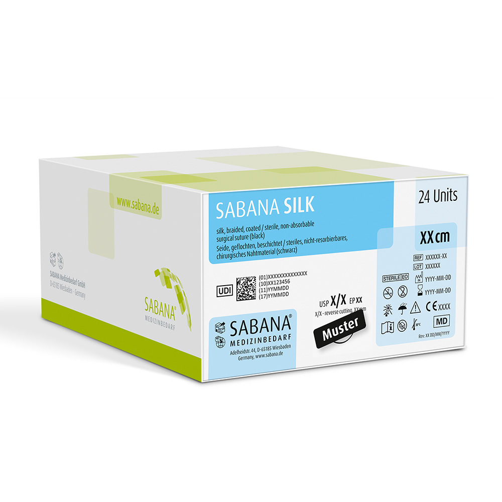 SABANA SILK, zwart, USP 5-0, 45 cm DS-16, 24 stuks