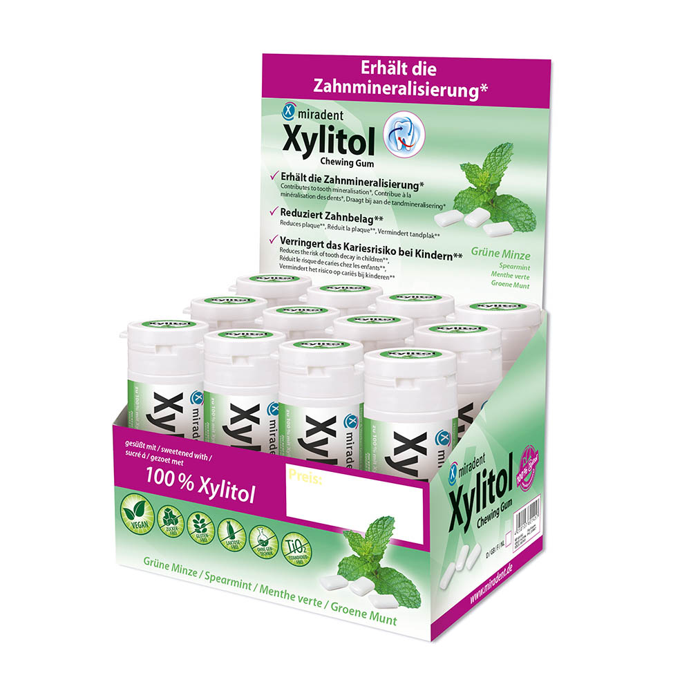 Miradent Xylitol Gum Spearmint, 12 x 30 stuks bus