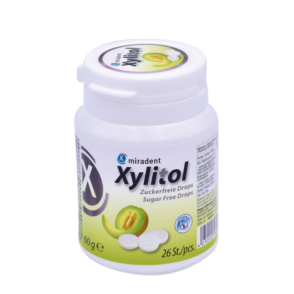 miradent Xylitol Druppels Meloen, 60g verpakking