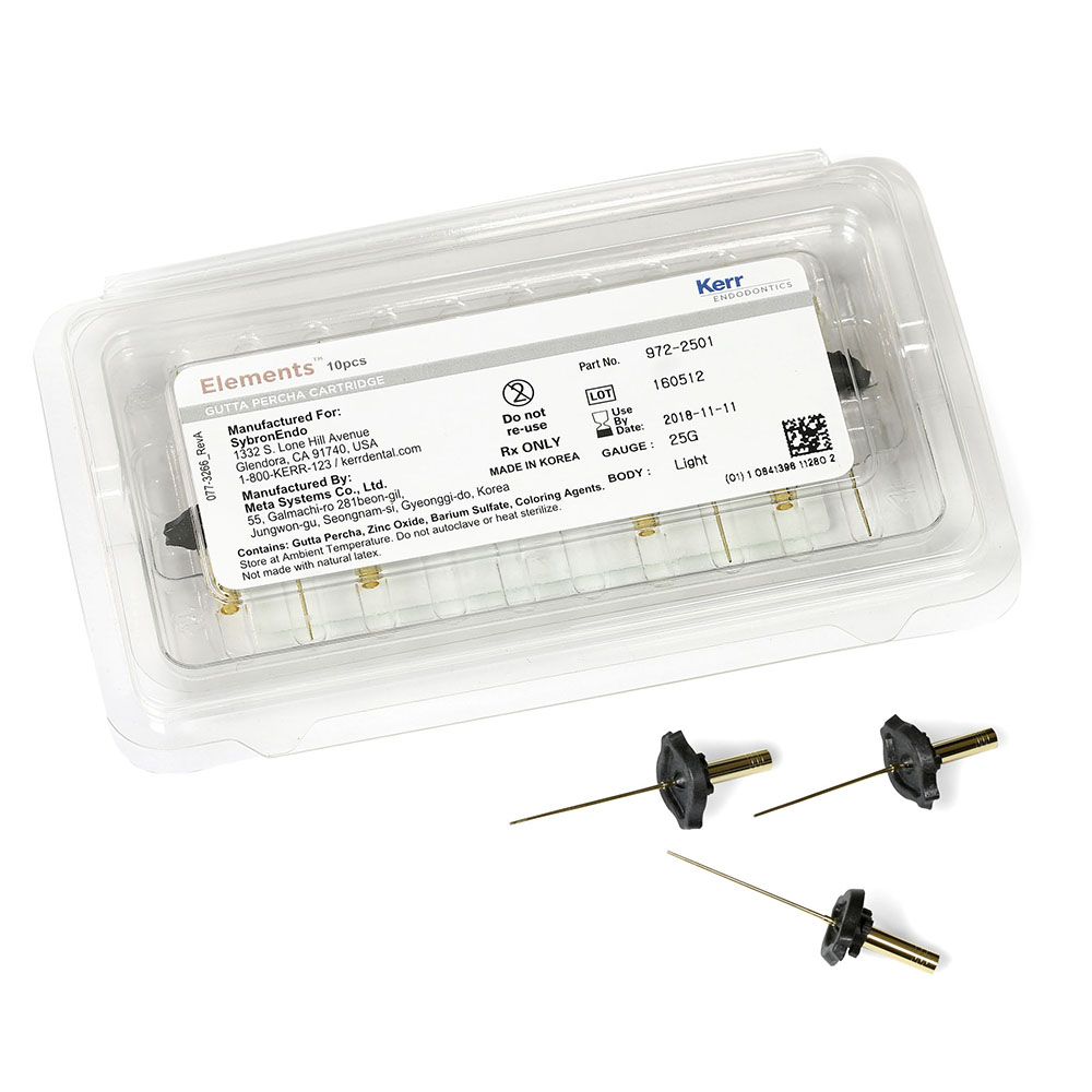 Elements Gutta Percha Cartridge 25GA light body. 10st.