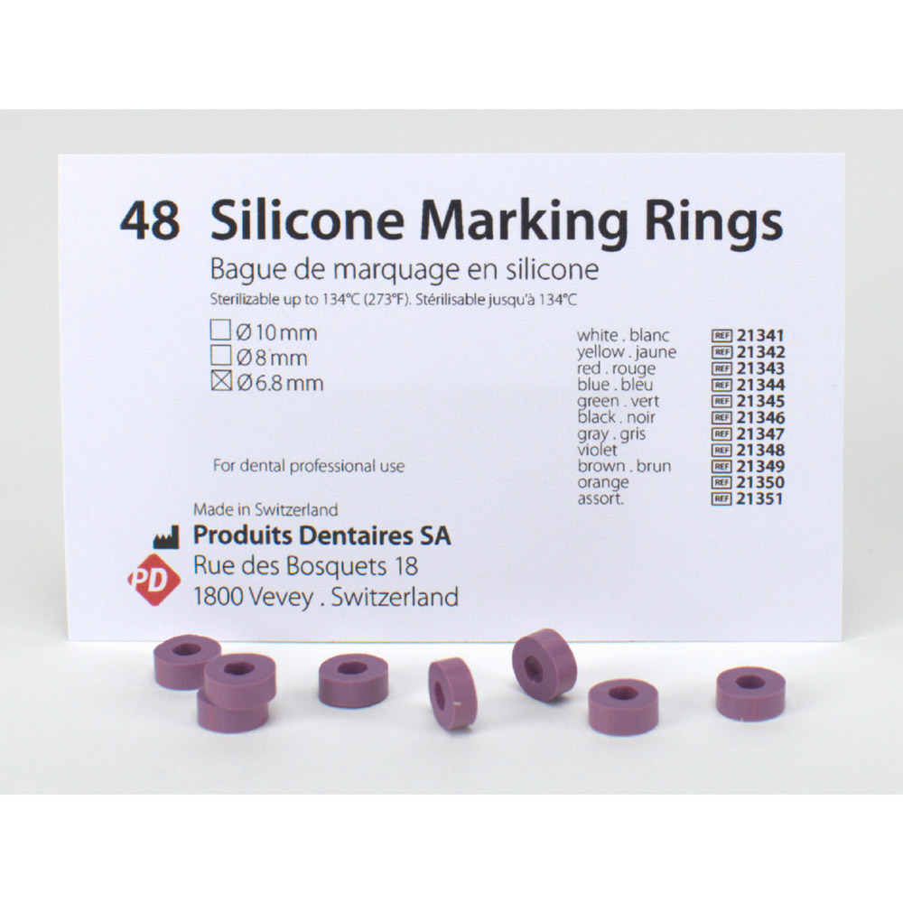 Siliconen ringen 6,8 mm paars, 48 stuks