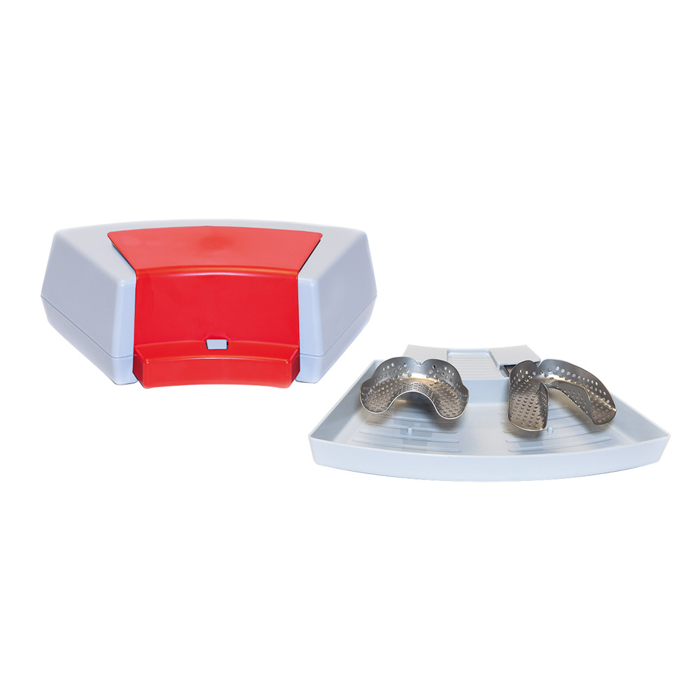 Bobby transportbox lichtgrijs met rode clip, stuk