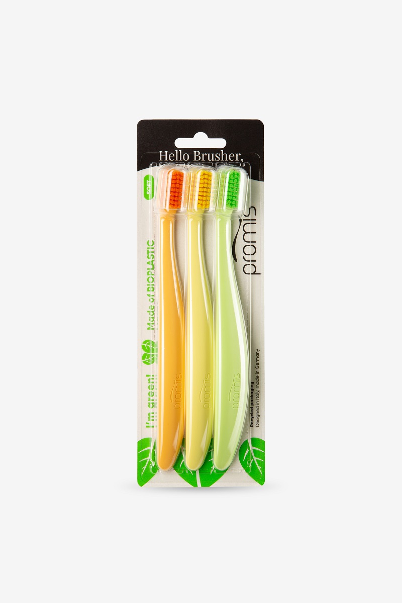 Promis Trio tandenborstels gekleurd, 3 stuks