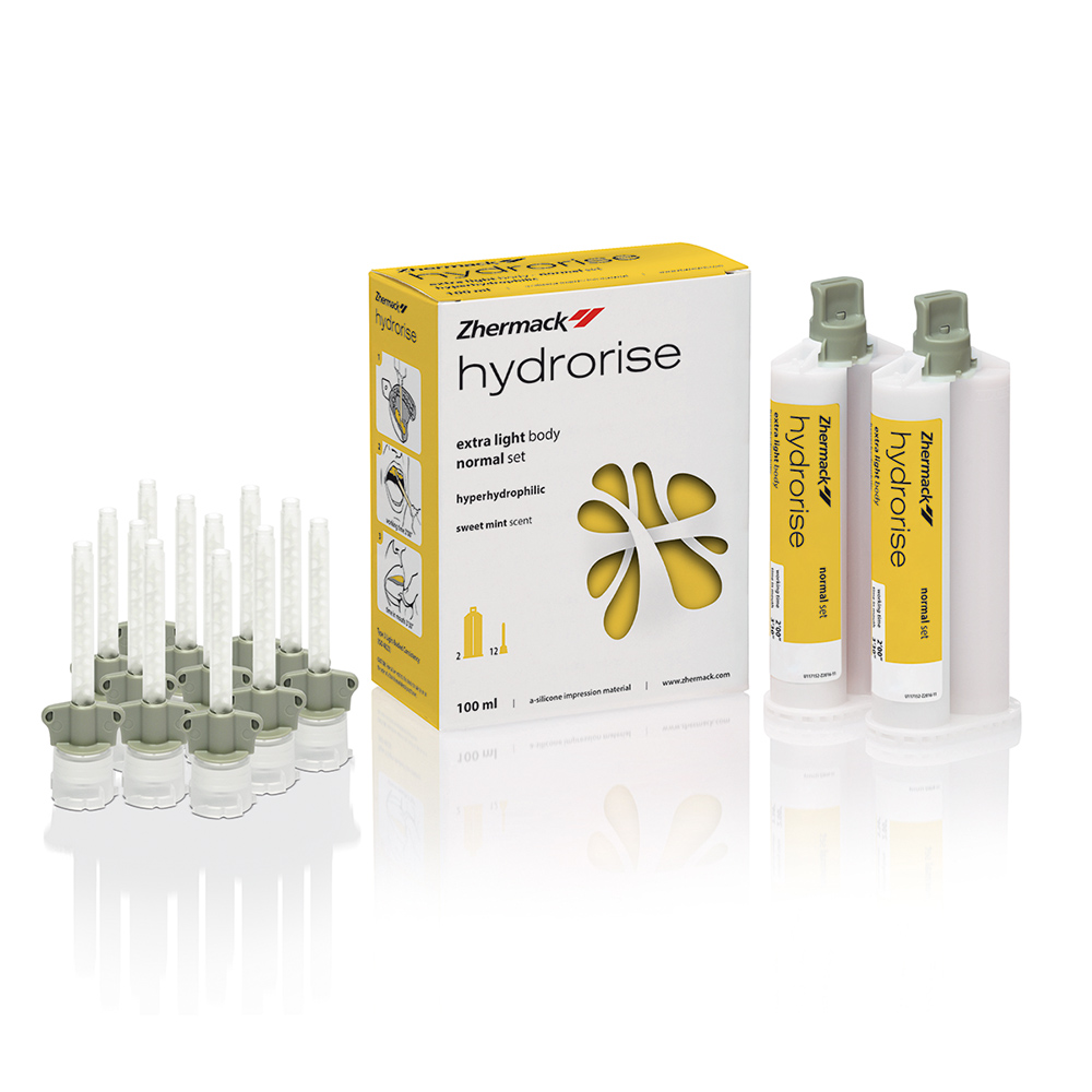 Hydrorise Extra light body normale uitharding, 2 x 50 ml cartridge, 12 mengtips