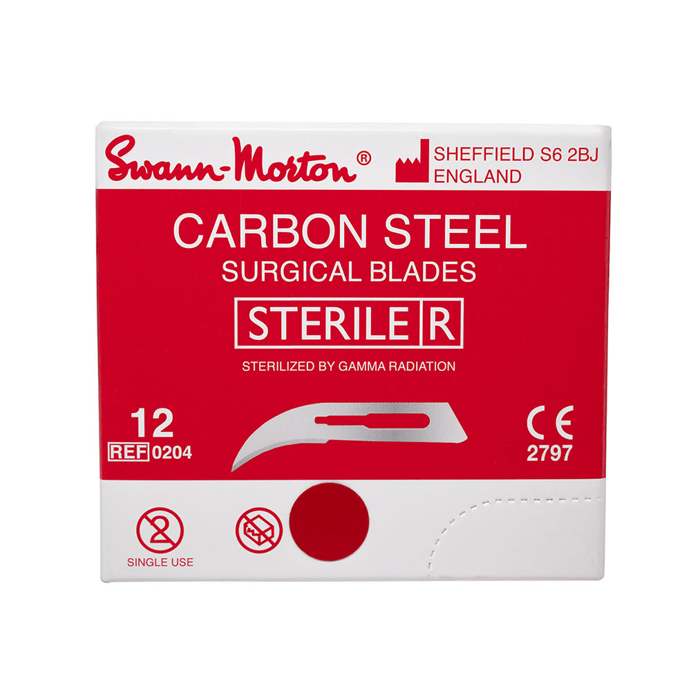 Swann Morton Carbon Steel 12 steriele scalpelmesjes, 100 stuks
