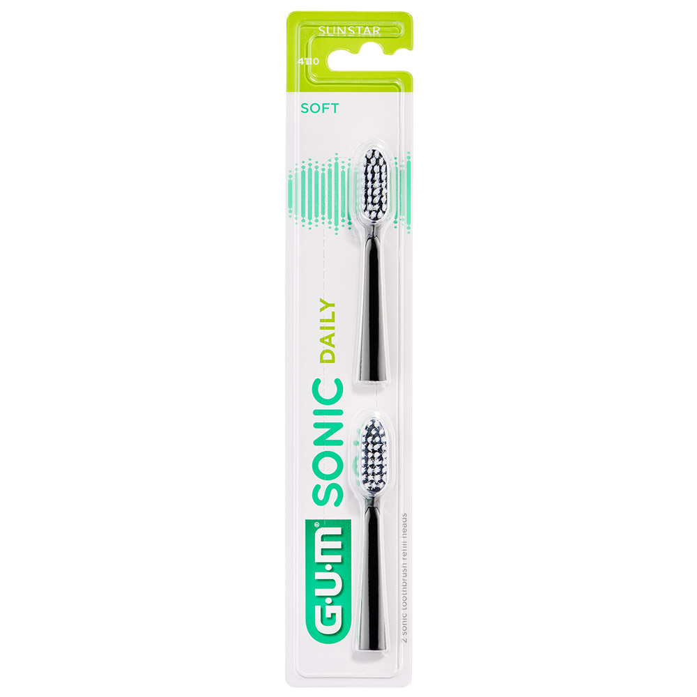 Gum SONIC Daily vervangingsborstel zwart 2 stuks