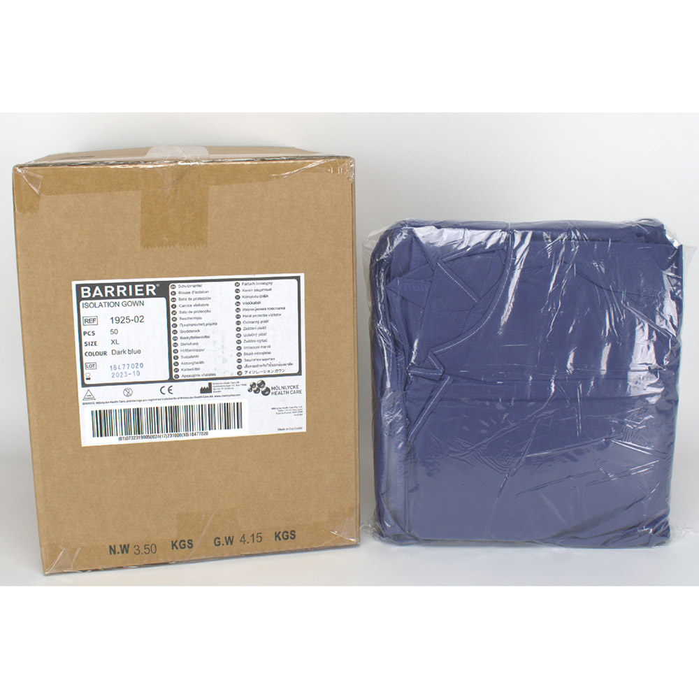 Barrier beschermjas Gr. XL niet-steriel blauw, 50 stuks