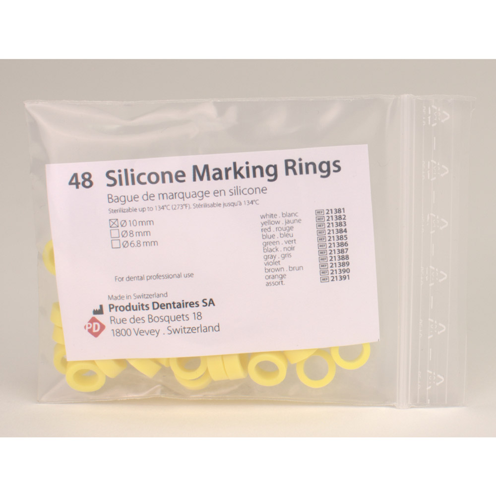 Siliconen Ringen 10 mm geel, 48 stuks