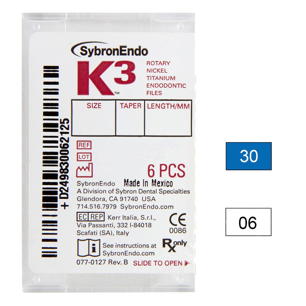 K3 NiTi-bestanden .06 Gr.30 25 mm, 6 stuks