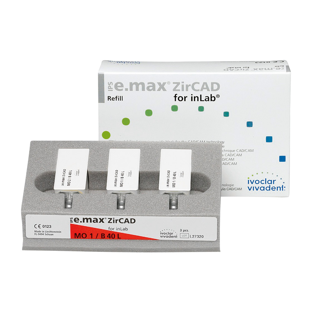 IPS e.max ZirCAD Inlab MO2 B40L, 3 stuks