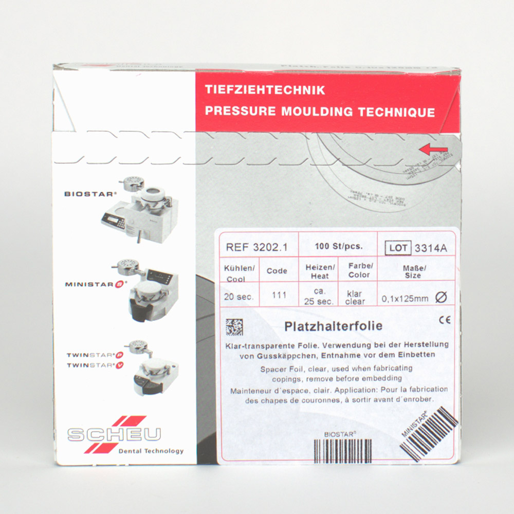 Plaatsfolie 125 x 0,10 mm transparant, 100 stuks