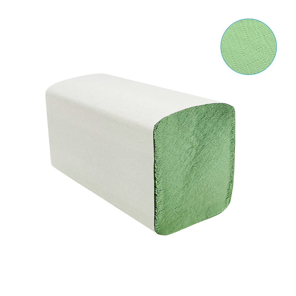 Pluline papieren handdoekjes speciaal V-vouw 2-laags groen 24 x 23 cm, 3990 vellen