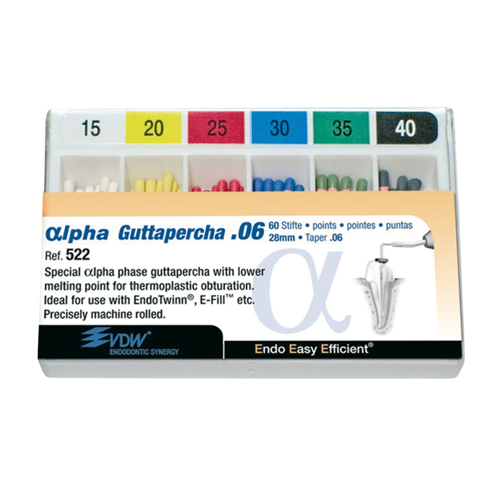 Alpha Guttapercha Taper .06 15-40, 60 stuks