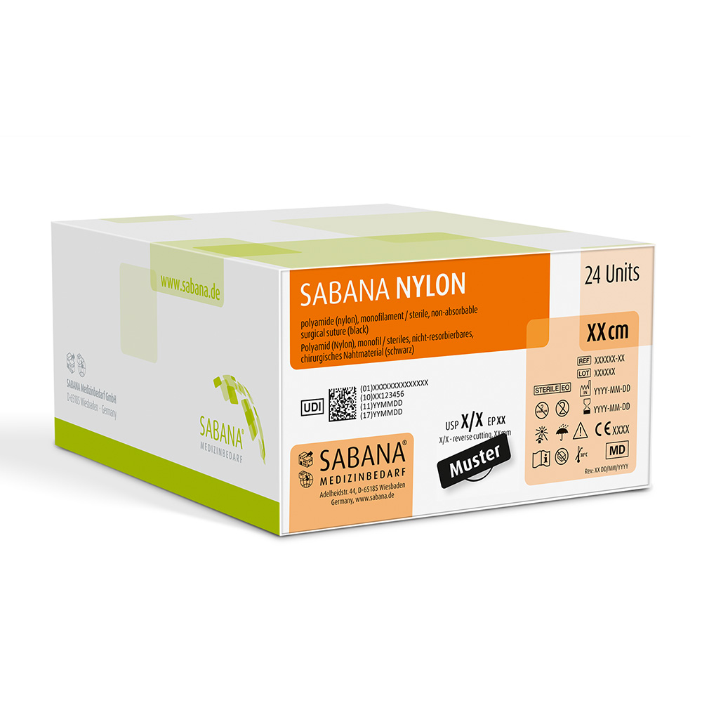 SABANA NYLON, zwart, USP 3-0, 45 cm DS-19, 24 stuks