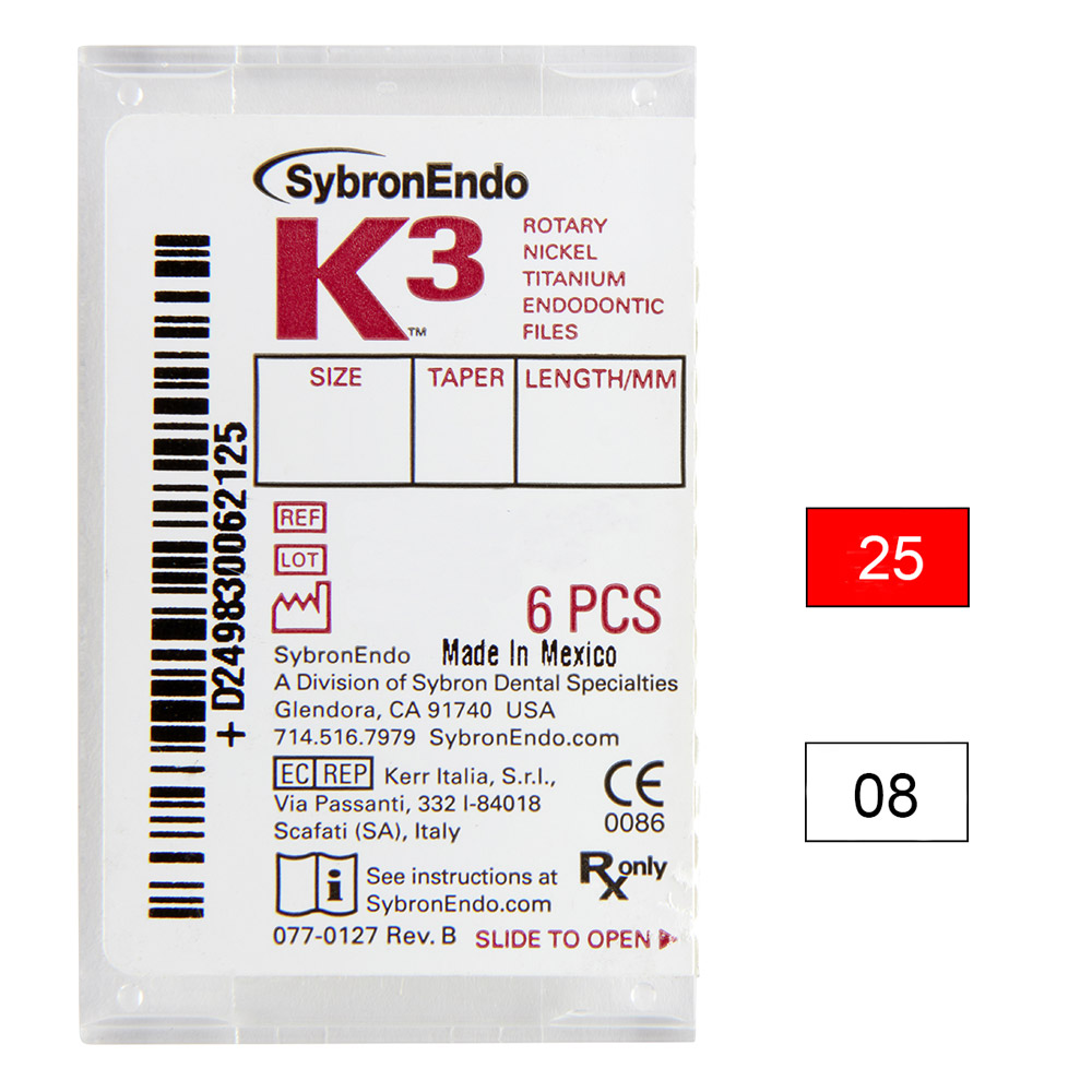 K3 NiTi-Files .08 Gr.25 21 mm, 6 stuks