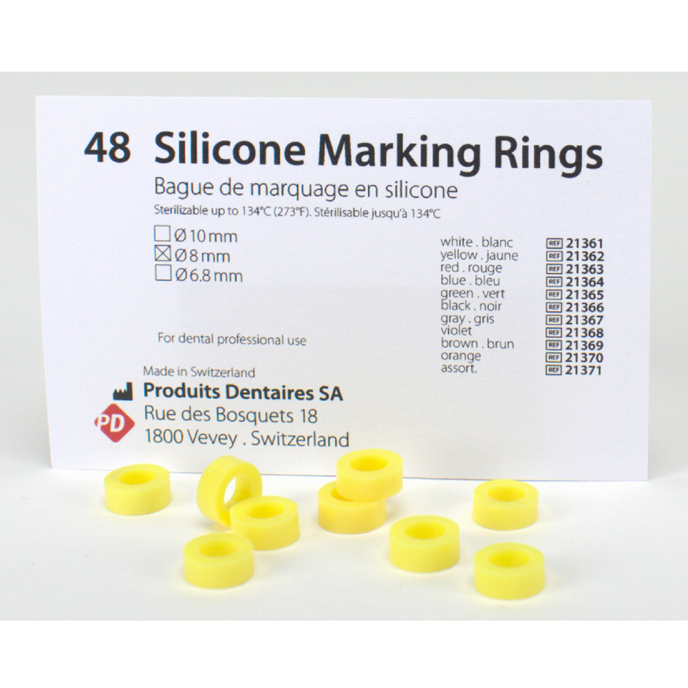 Siliconen ringen 8,0 mm geel, 48 stuks