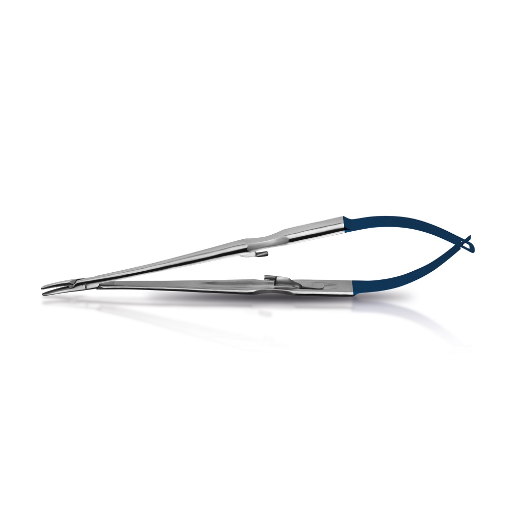 Castroviejo naaldhouder Rockhard blauw gebogen LiquidSteel 18,0 cm, stuk